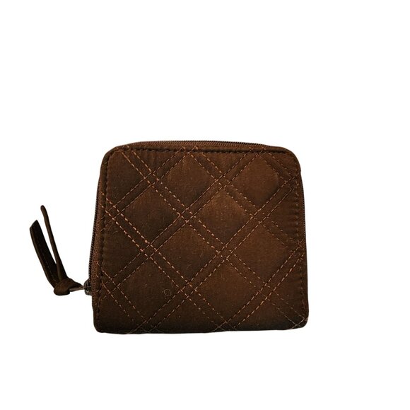 Vera Bradley Quilted Brown Wallet With Snap & Zip Closure - Picture 2 of 7